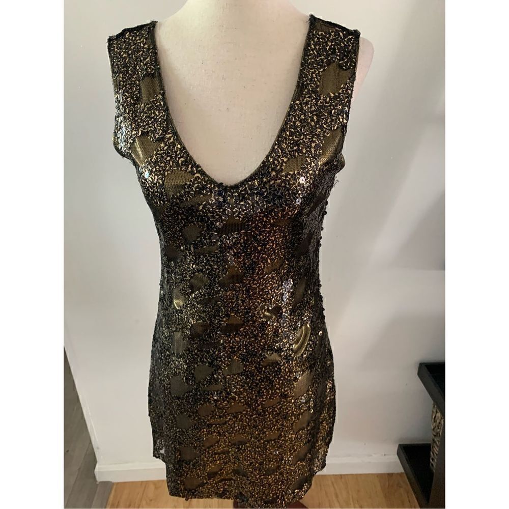 Express gold shinny sequins New Year’s Eve dress size xs